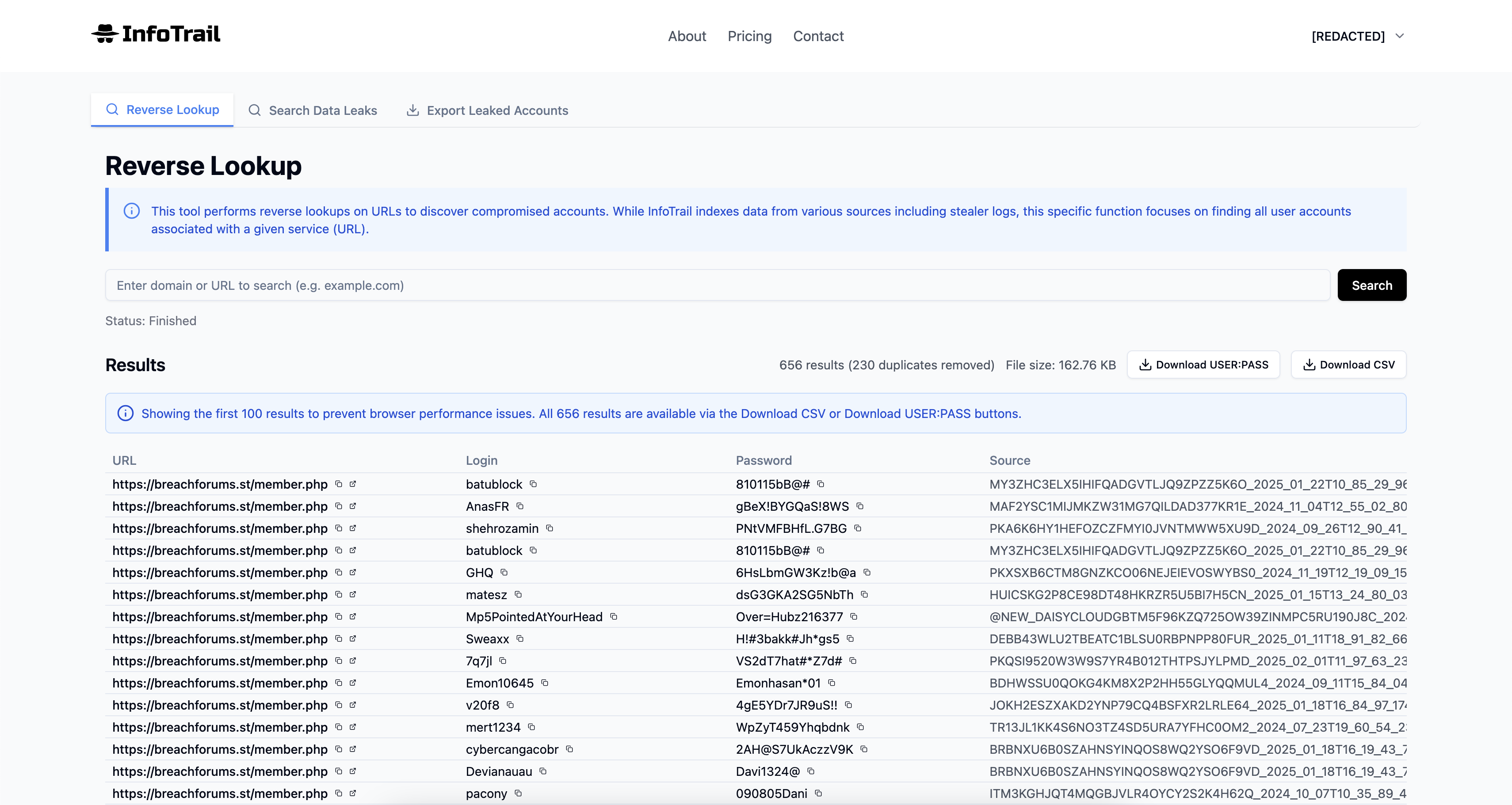 Reverse Lookup Tool screenshot